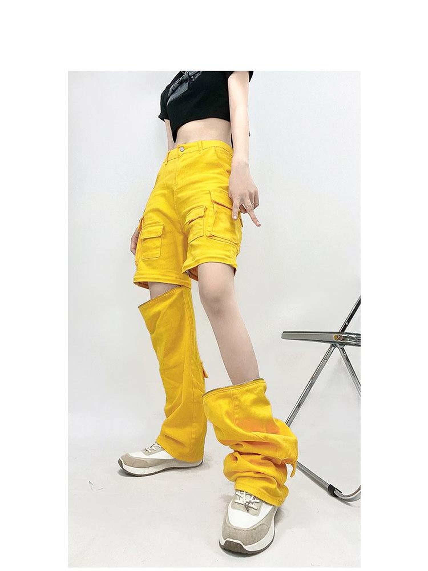ReddaChic Lemon Yellow Patchwork Applique Regular Fit Casual Young Adult Knitwear Sweaters