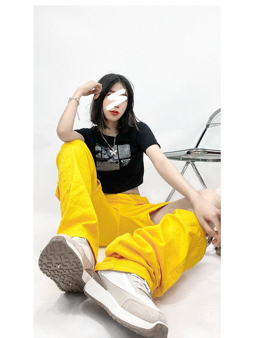 ReddaChic Lemon Yellow Patchwork Applique Regular Fit Casual Young Adult Knitwear Sweaters