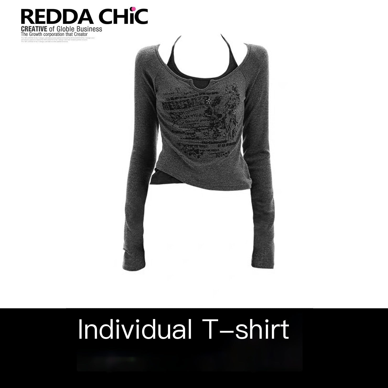 ReddaChic_Letter_Print_Vintage_Slim_Fit_Cropped_Dark_Gray_Women_Knit_Sweaters_MISSTT