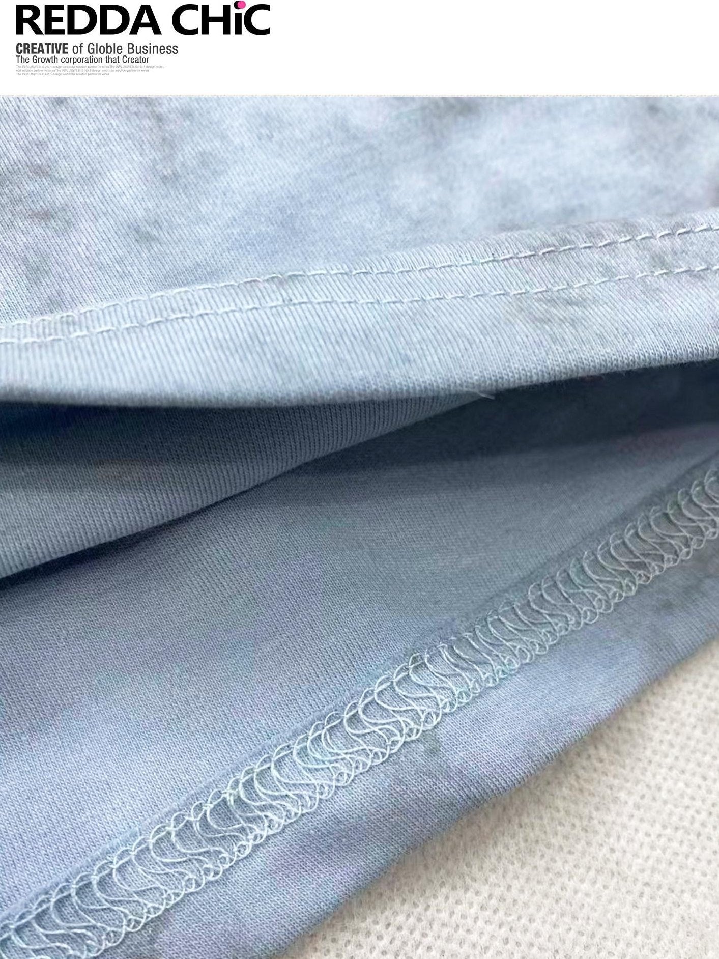ReddaChic Light Blue Letter Print Casual Loose Backless Pull On For Women Denim Shorts