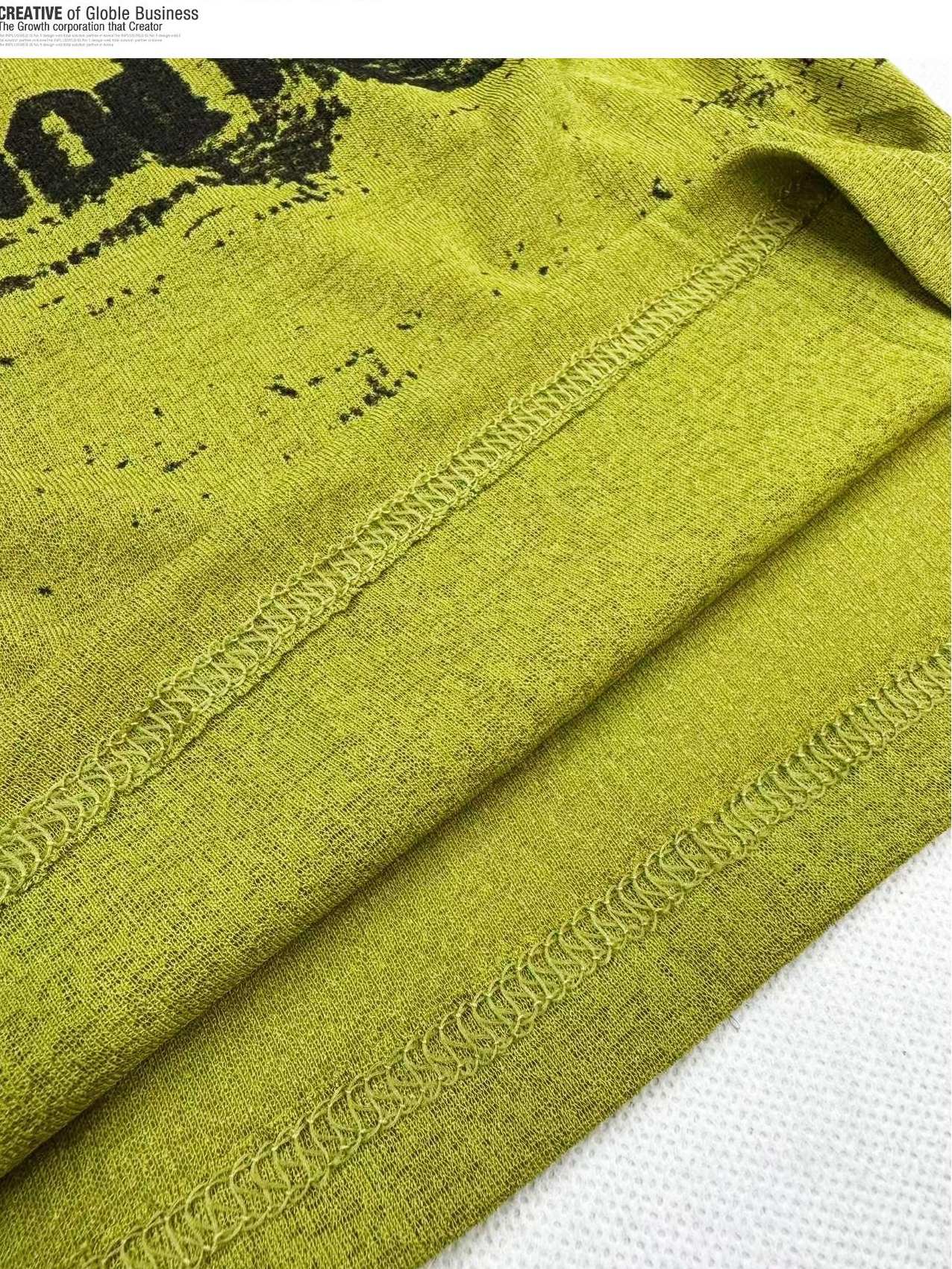 ReddaChic Light Green Retro Slim Fit Letter Print Women Wide-Leg Jeans