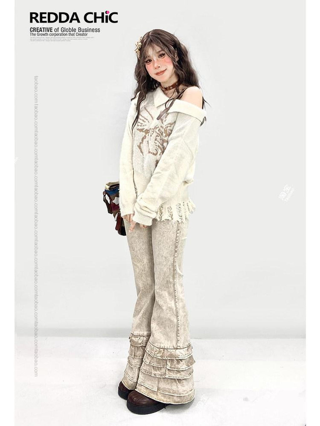 ReddaChic Lightweight Breathable Classic Fit Casual Light Khaki Denim Long Sleeve T-Shirts