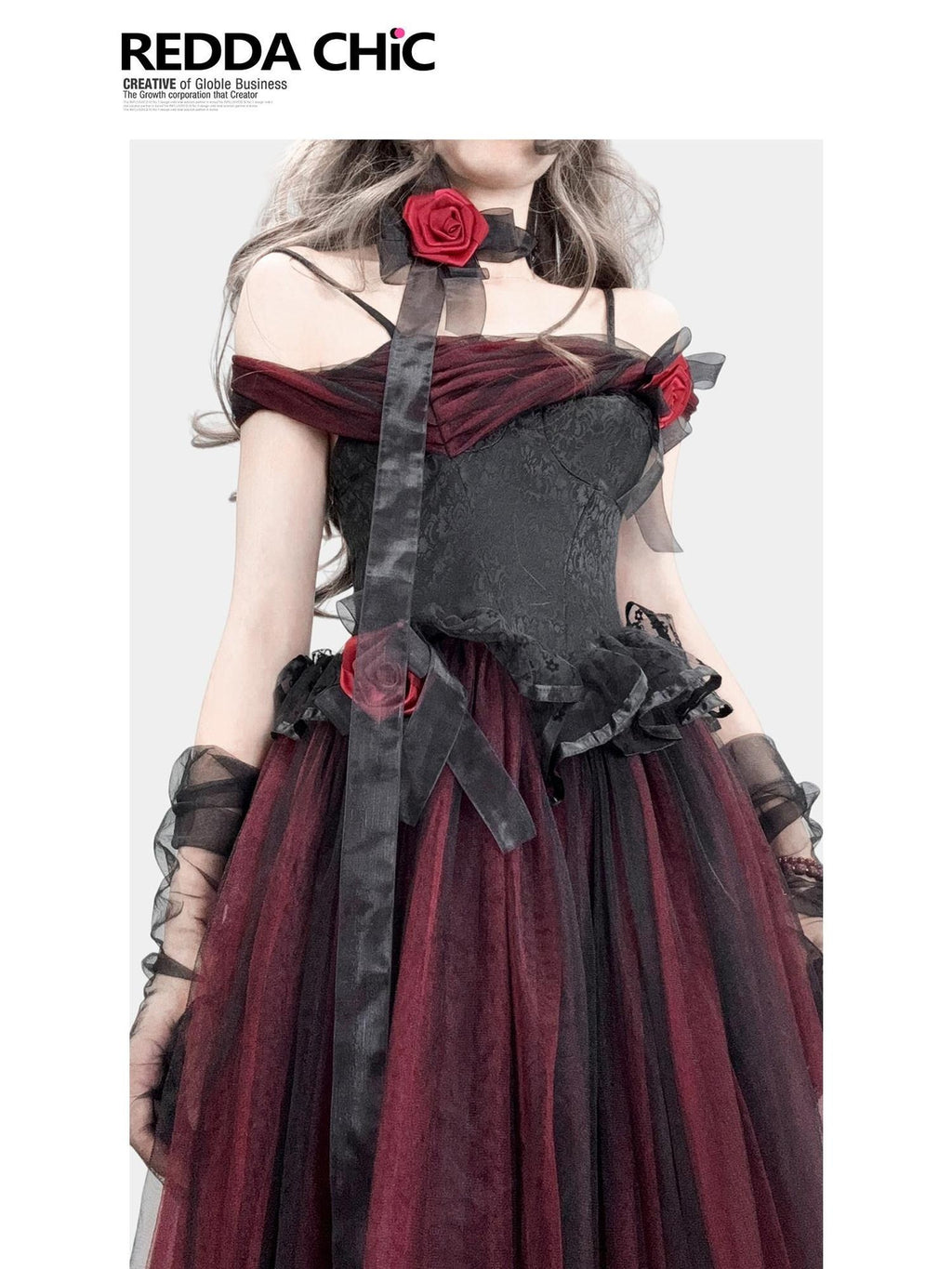 ReddaChic Mesh Overlay Gothic High Waist Elegant Banquet Wide Leg Ladies Flare Jeans