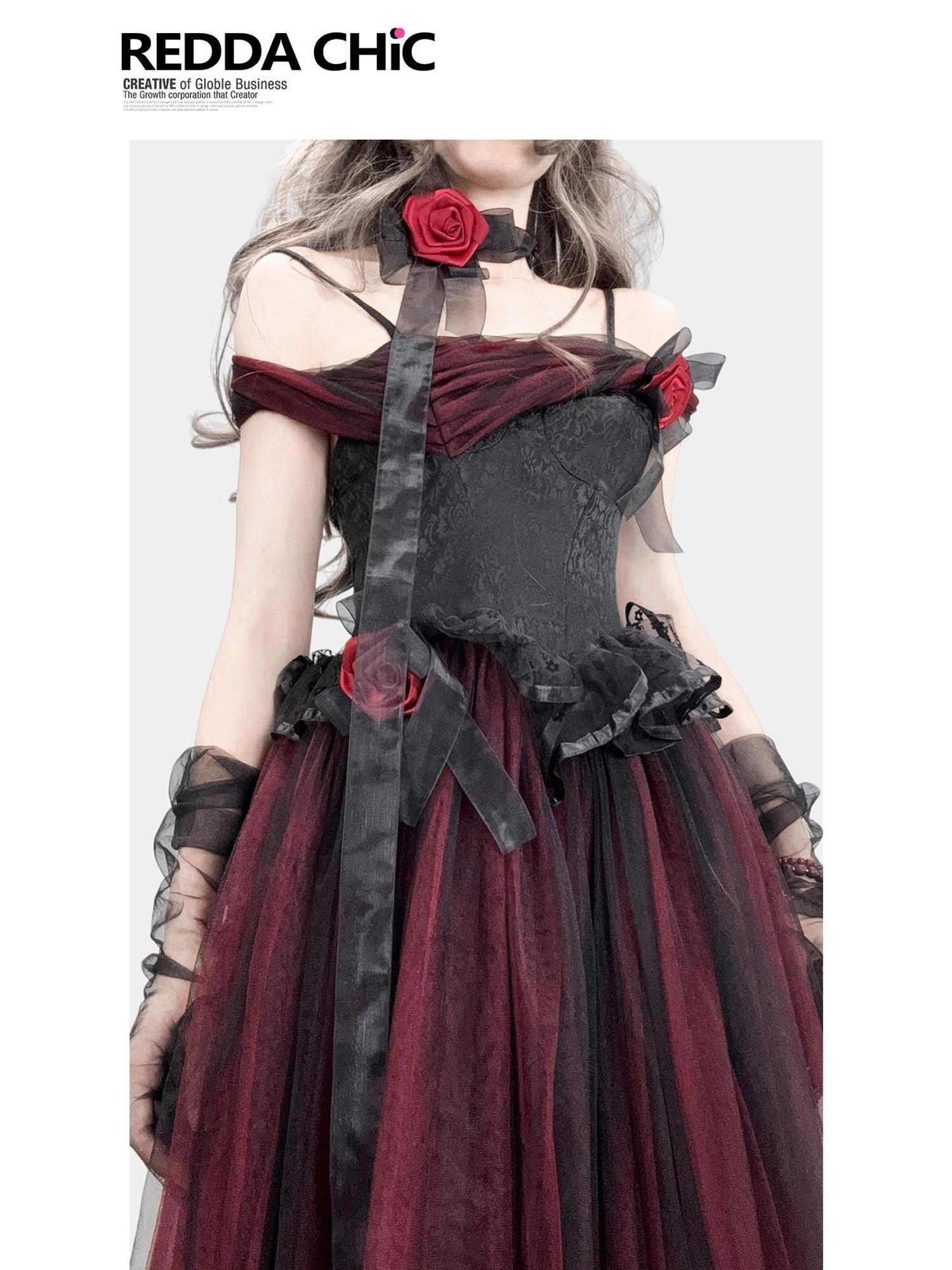 ReddaChic Mesh Overlay Gothic High Waist Elegant Banquet Wide Leg Ladies Flare Jeans