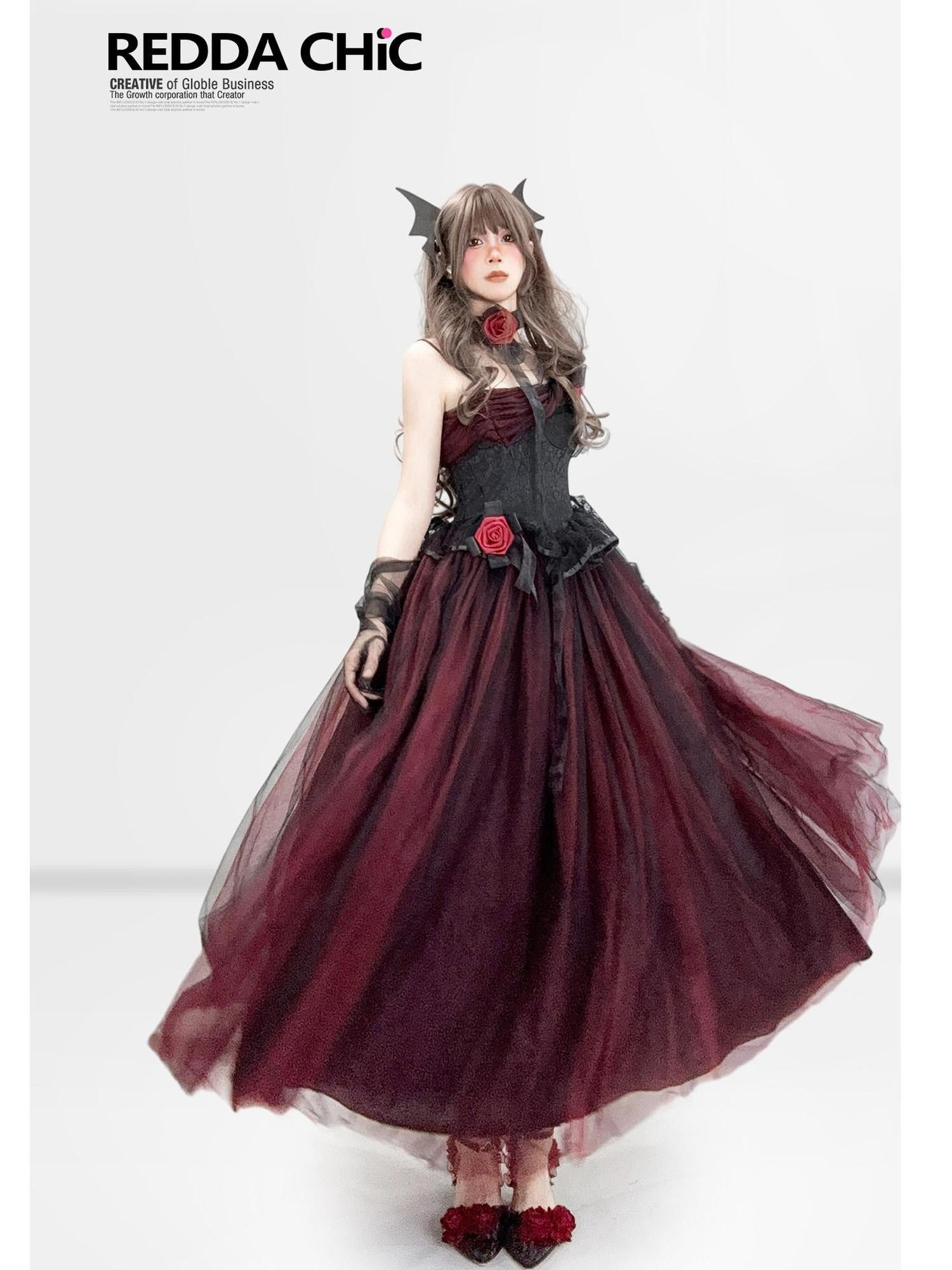 ReddaChic Mesh Overlay Gothic High Waist Elegant Banquet Wide Leg Ladies Flare Jeans