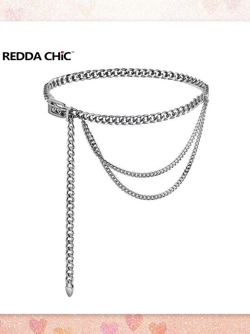 ReddaChic Metal Waist Chain Accent Sleek Glossy Plain Youth Women White Street Hoodies