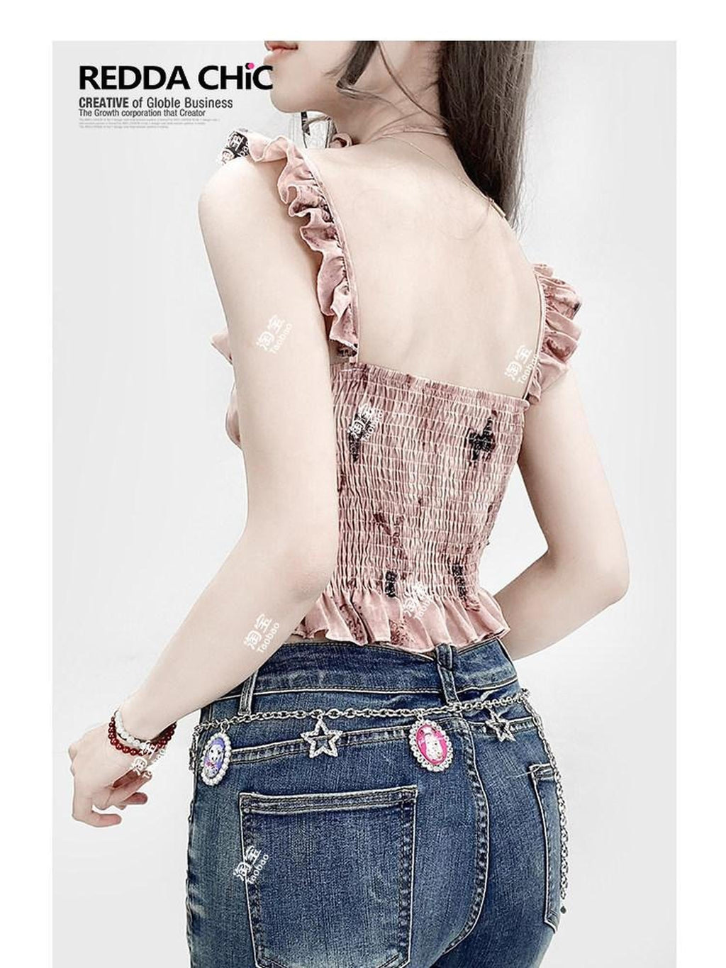 ReddaChic Padded Resort Floral Cropped Cami One Size Versatile Casual Overshirts