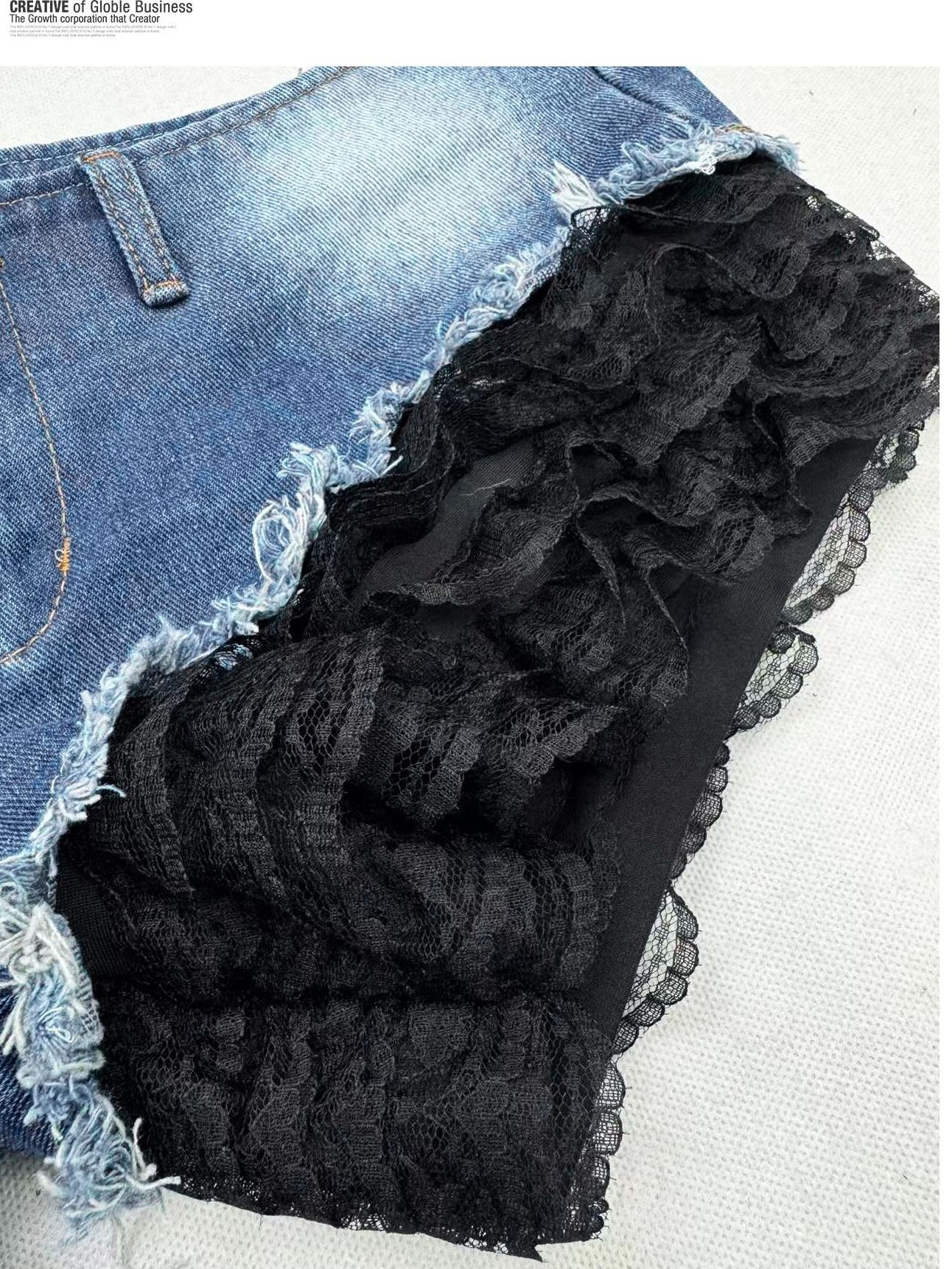 ReddaChic Patchwork Chain Detail Loose Low Waist Women Denim Maxi Skirts