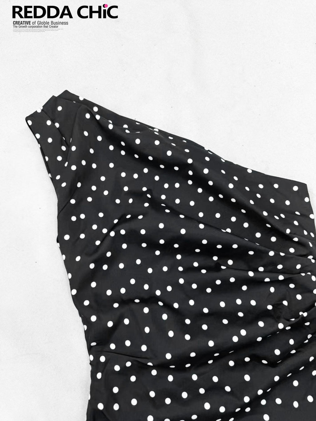 ReddaChic Polka Dot Slim Fit Short One Shoulder Style Women Casual High Rise Denim Shorts