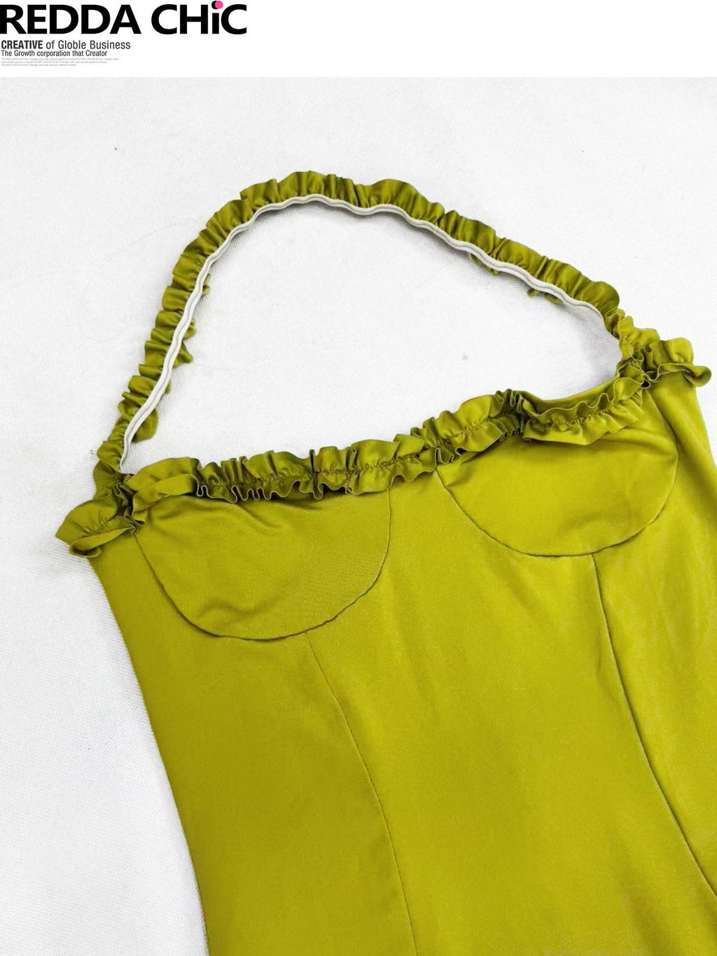 ReddaChic Polyester Vintage Ruffle Halter Neck Slim Fit Women Citywalk Tank Tops
