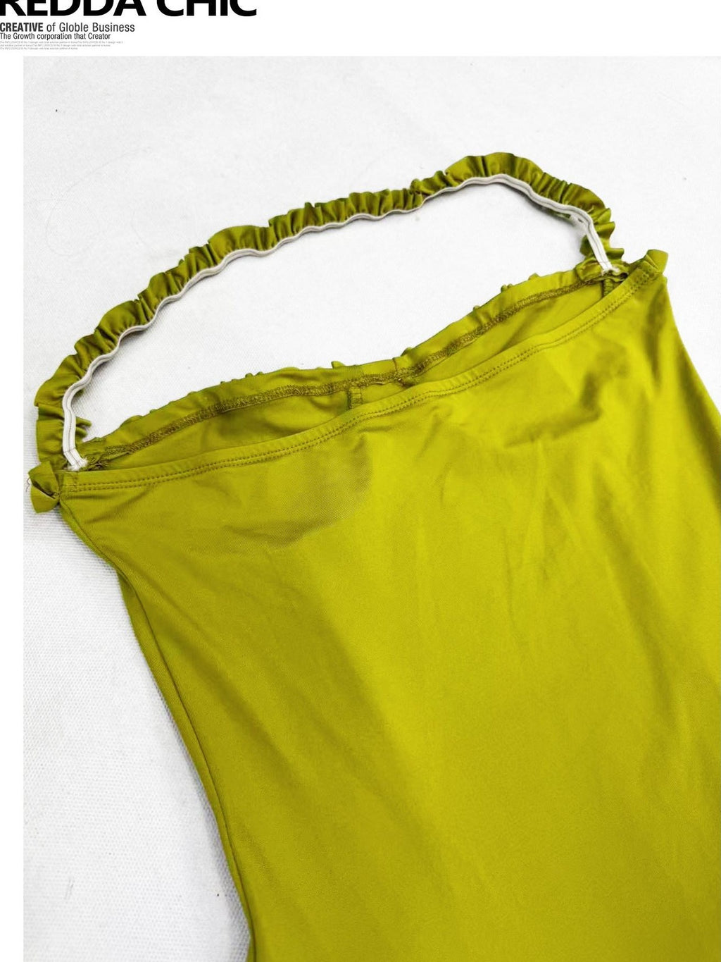 ReddaChic Polyester Vintage Ruffle Halter Neck Slim Fit Women Citywalk Tank Tops