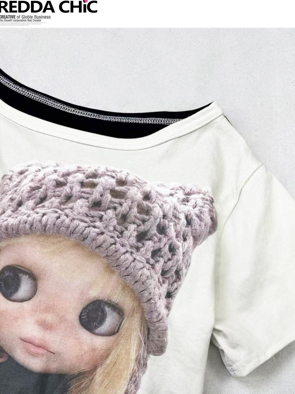 ReddaChic Printed Cotton Vintage Oversized Women Midlength Long Sleeve T-Shirts