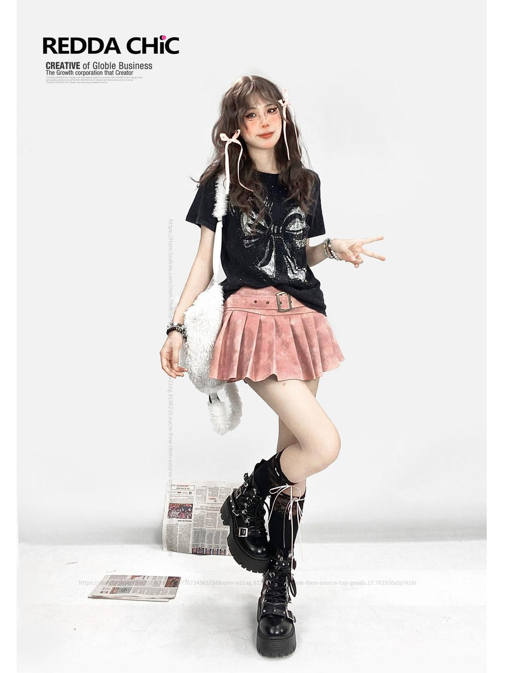 ReddaChic Pu Solid Pink Commuter A Line Young Women Casual Basic Short Sleeve T-Shirts