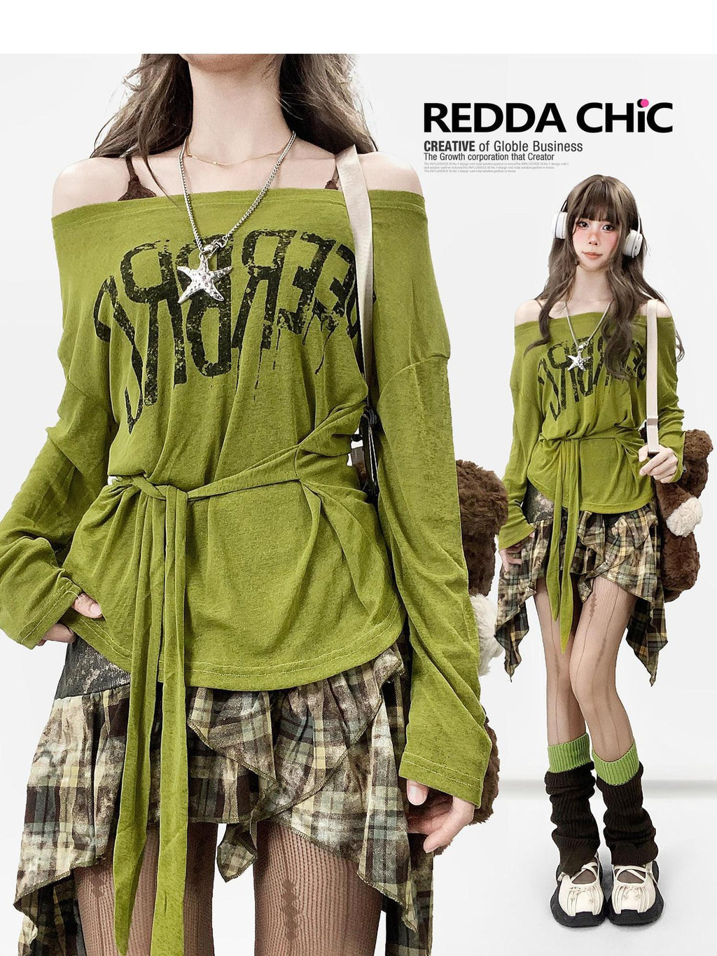 ReddaChic Quick Dry Uv Casual Loose Bell Sleeve Avocado Cross Print Long Sleeve T-Shirts