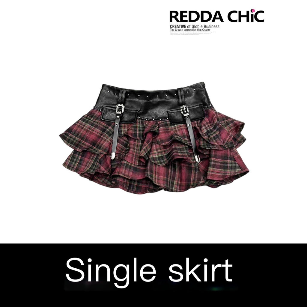 ReddaChic_Ruffle_Slim_Pu_Splice_Low_Waist_Women_Pleated_Skirt_Long_Sleeve_T-Shirts_MISSTT