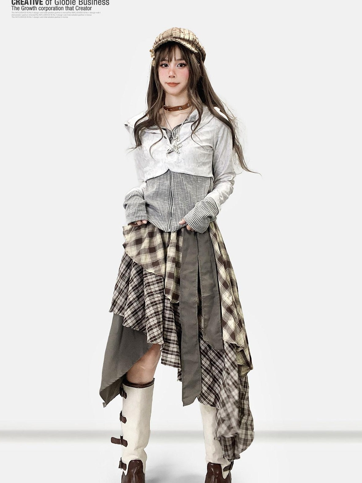 ReddaChic Ruffle Tiered Patchwork Barn Style Mid Rise Brown Denim Shorts