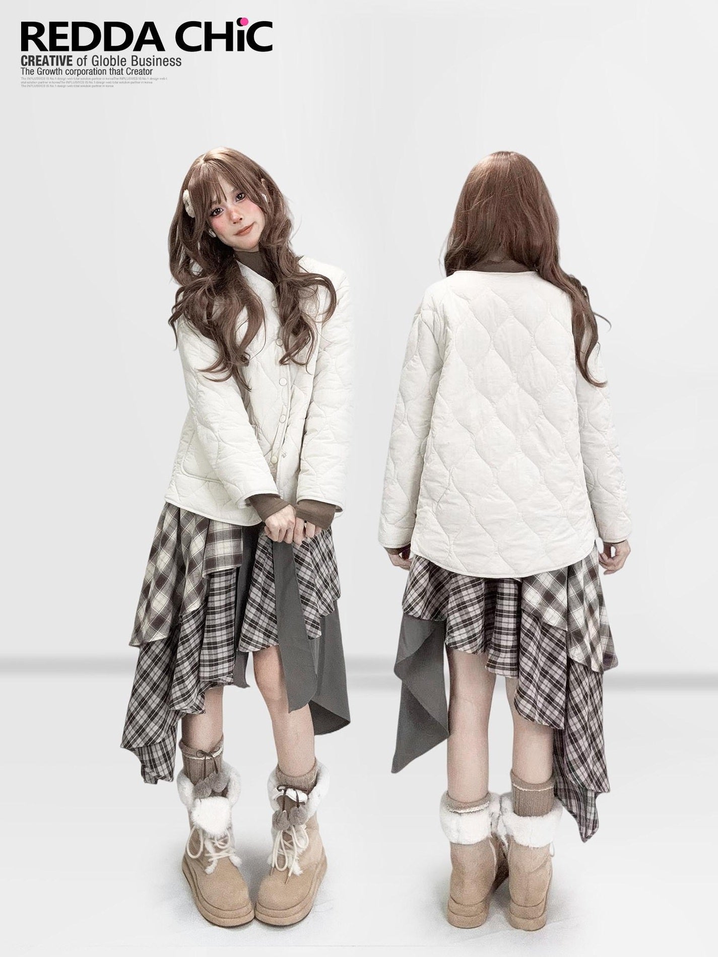 ReddaChic Ruffle Tiered Patchwork Barn Style Mid Rise Brown Denim Shorts