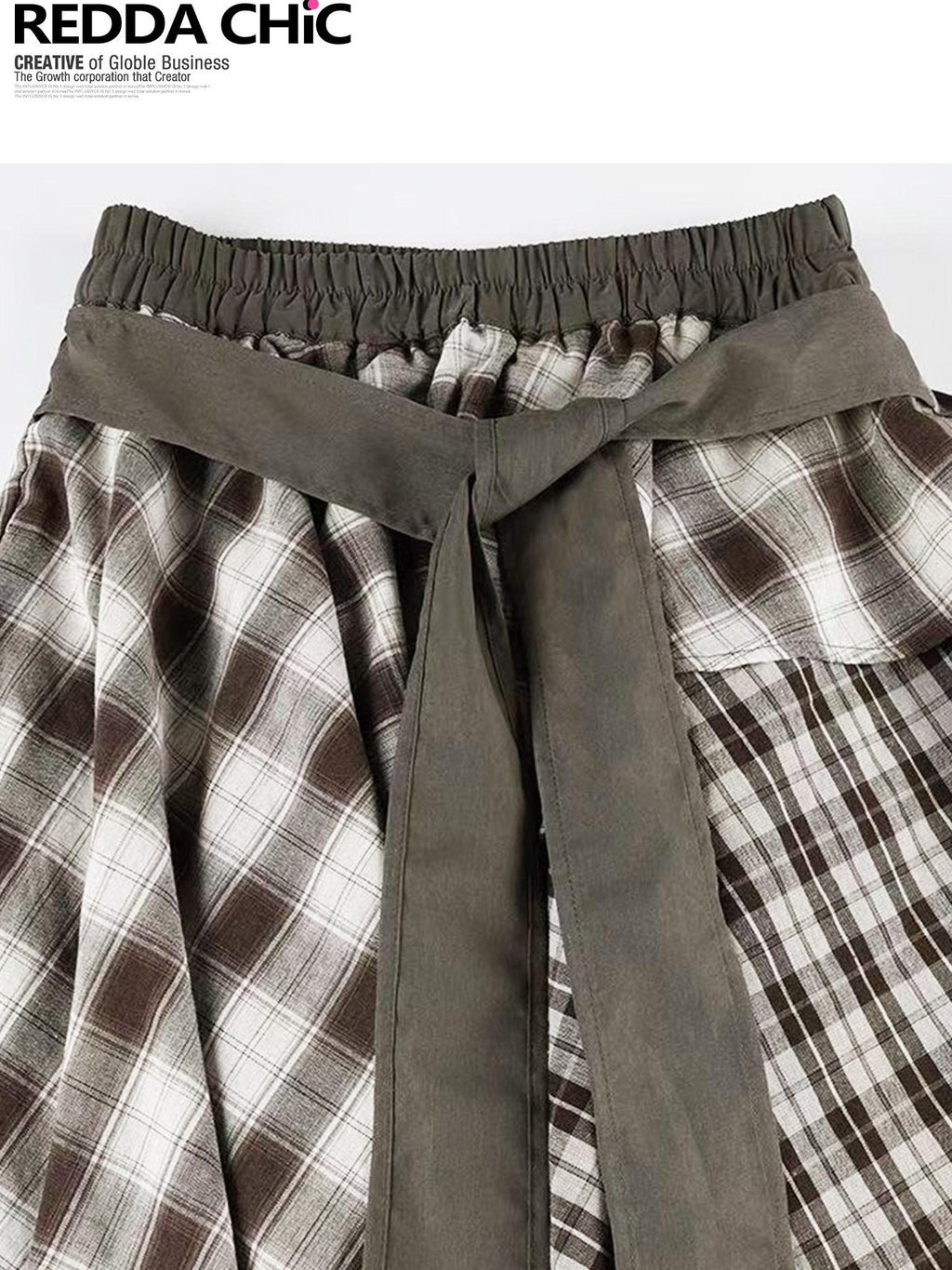 ReddaChic Ruffle Tiered Patchwork Barn Style Mid Rise Brown Denim Shorts