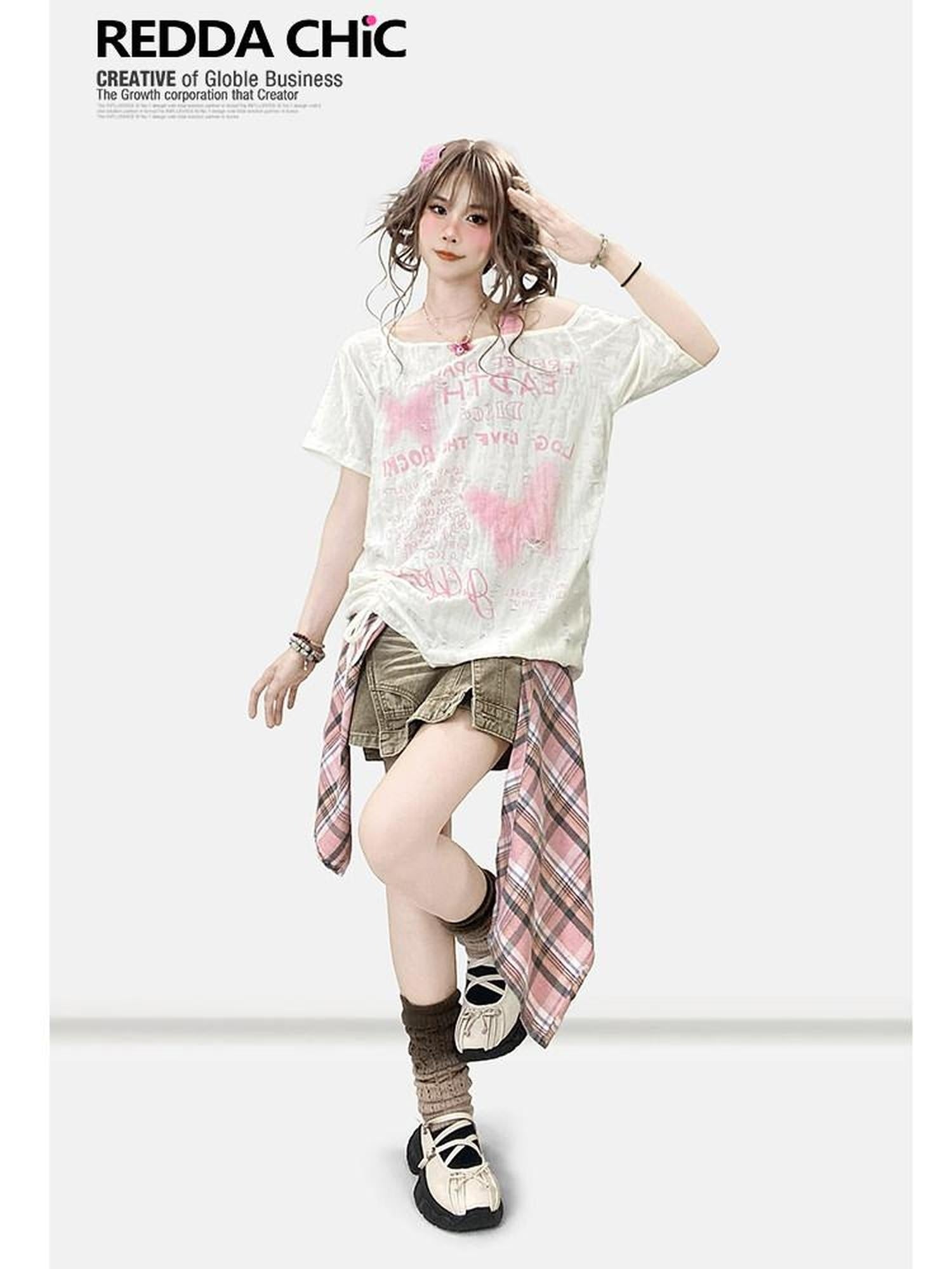 ReddaChic Sexy Cream Figure Flattering Hot Girl Style Flirty Clubwear Mini Skirts