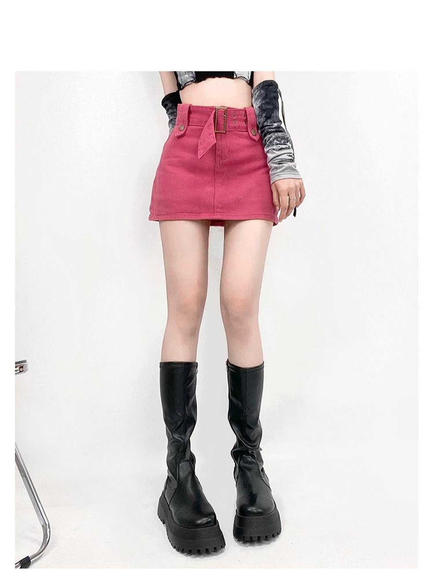 ReddaChic Sexy High Waist Denim Bodycon Mini For Young Women Solid Color Slip Midi Dresses