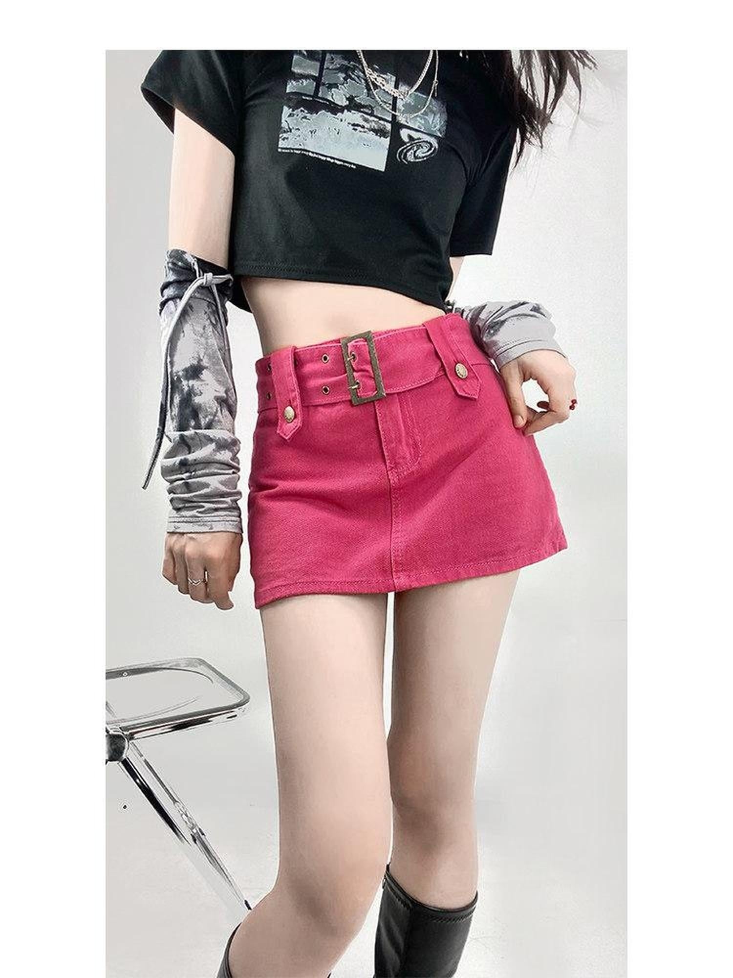 ReddaChic Sexy High Waist Denim Bodycon Mini For Young Women Solid Color Slip Midi Dresses