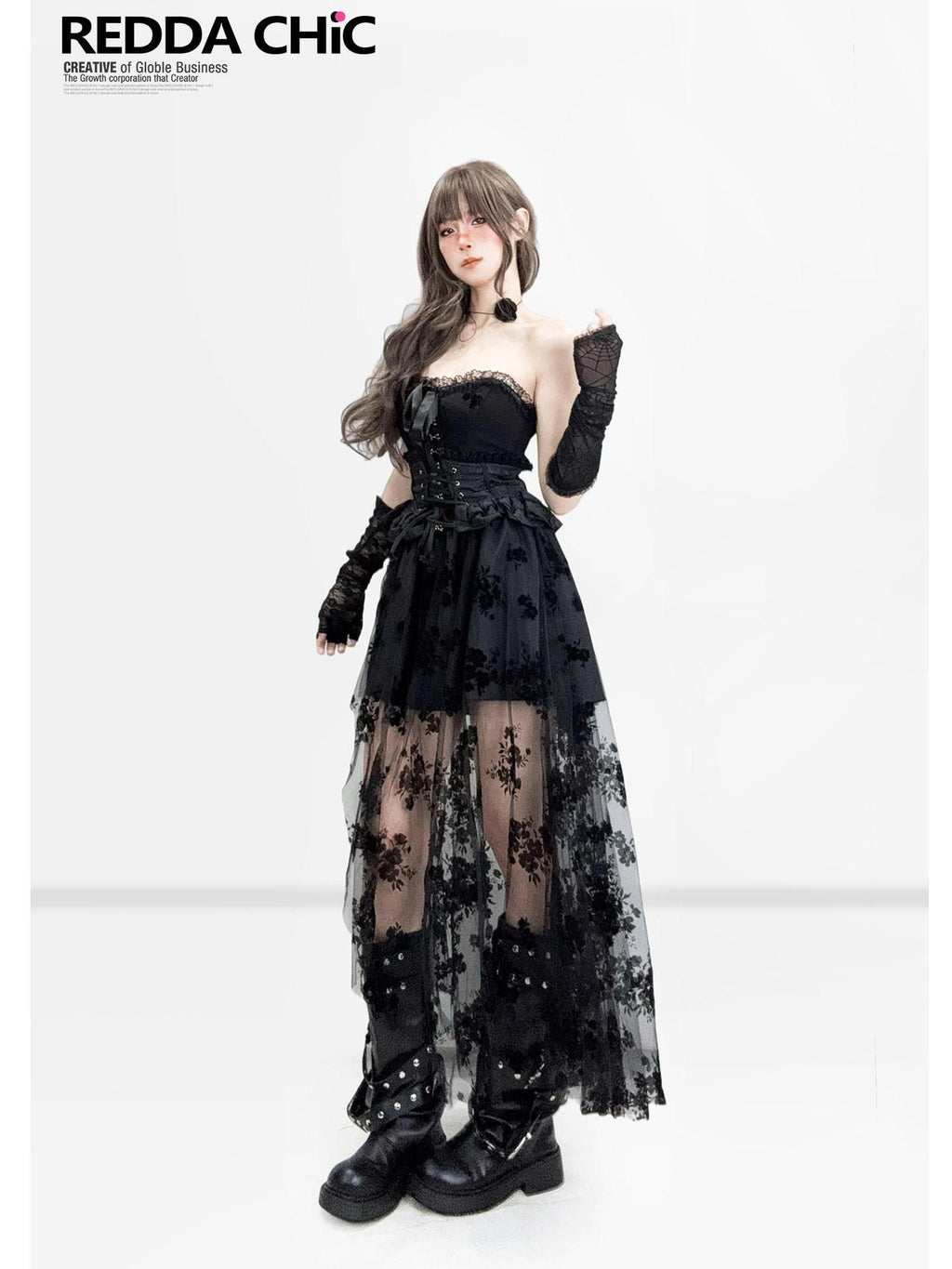 ReddaChic Sexy Lace Mesh Patchwork A Line Women Birthday Waist Cinch Mini Skirts