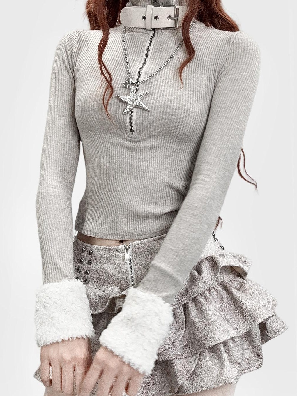 ReddaChic Sexy Oatmeal Slim Fit Knit Patchwork Women Fashion Mini Skirts