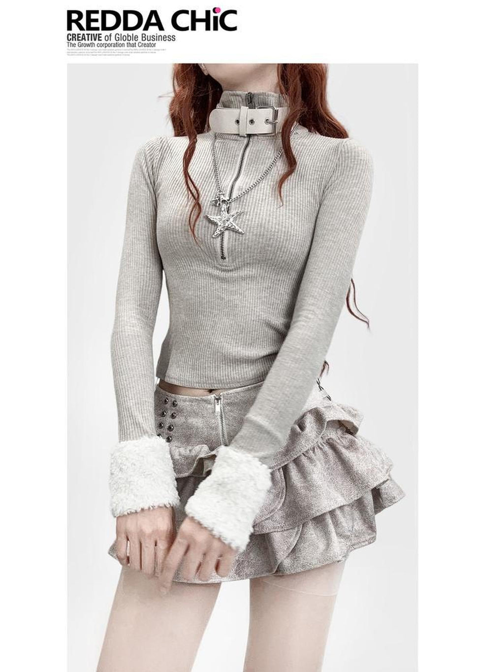 ReddaChic Sexy Oatmeal Slim Fit Knit Patchwork Women Fashion Mini Skirts