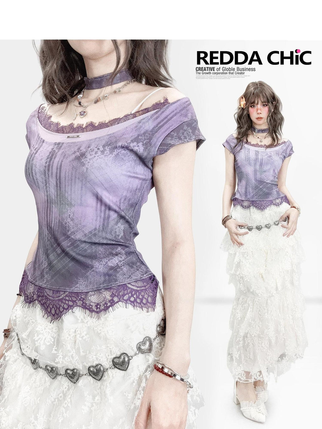 ReddaChic Sexy Ombre Slim Cropped Crew Neck Flared Sleeve Women Long Sleeve T-Shirts