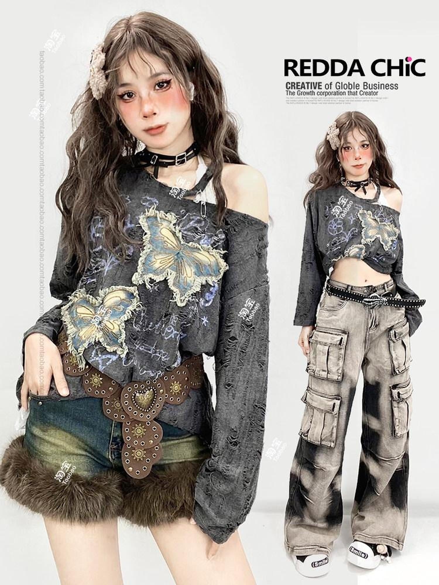 ReddaChic Sexy Party Edgy Asymmetric Detail Young Women One Size Gray Mini Skirts
