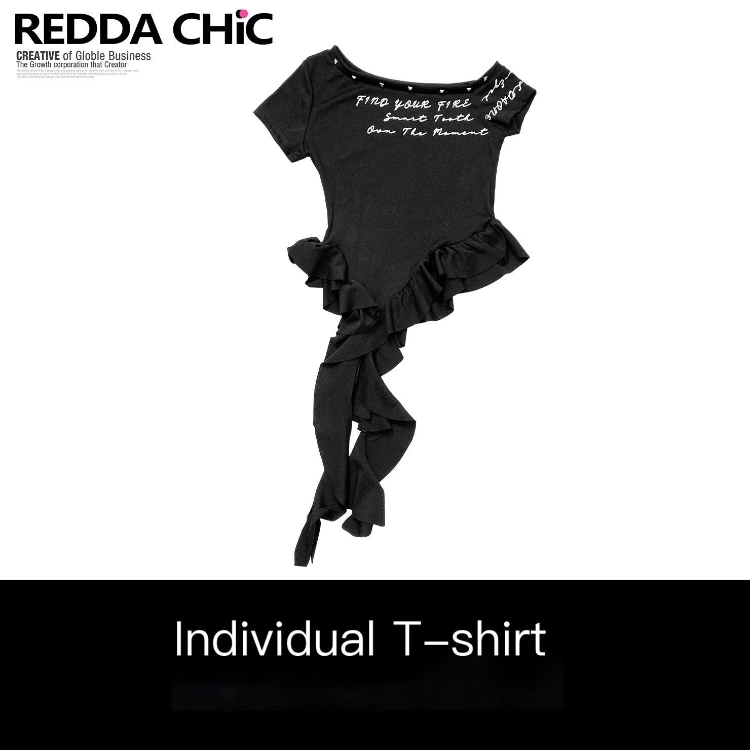 ReddaChic_Sexy_Ruffle_Slim_Fit_Modal_Short_Sleeve_Slanted_Neck_Black_Letter_Sweaters_MISSTT