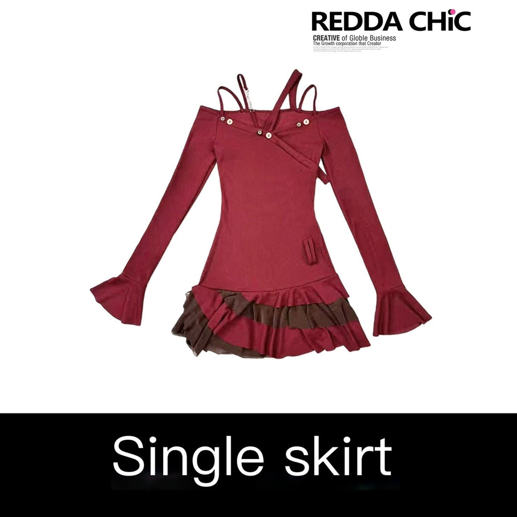ReddaChic_Sexy_Slim_Fit_Bardot_Neck_Burgundy_Waist_Defining_Women_Short_Sleeve_T-Shirts_MISSTT