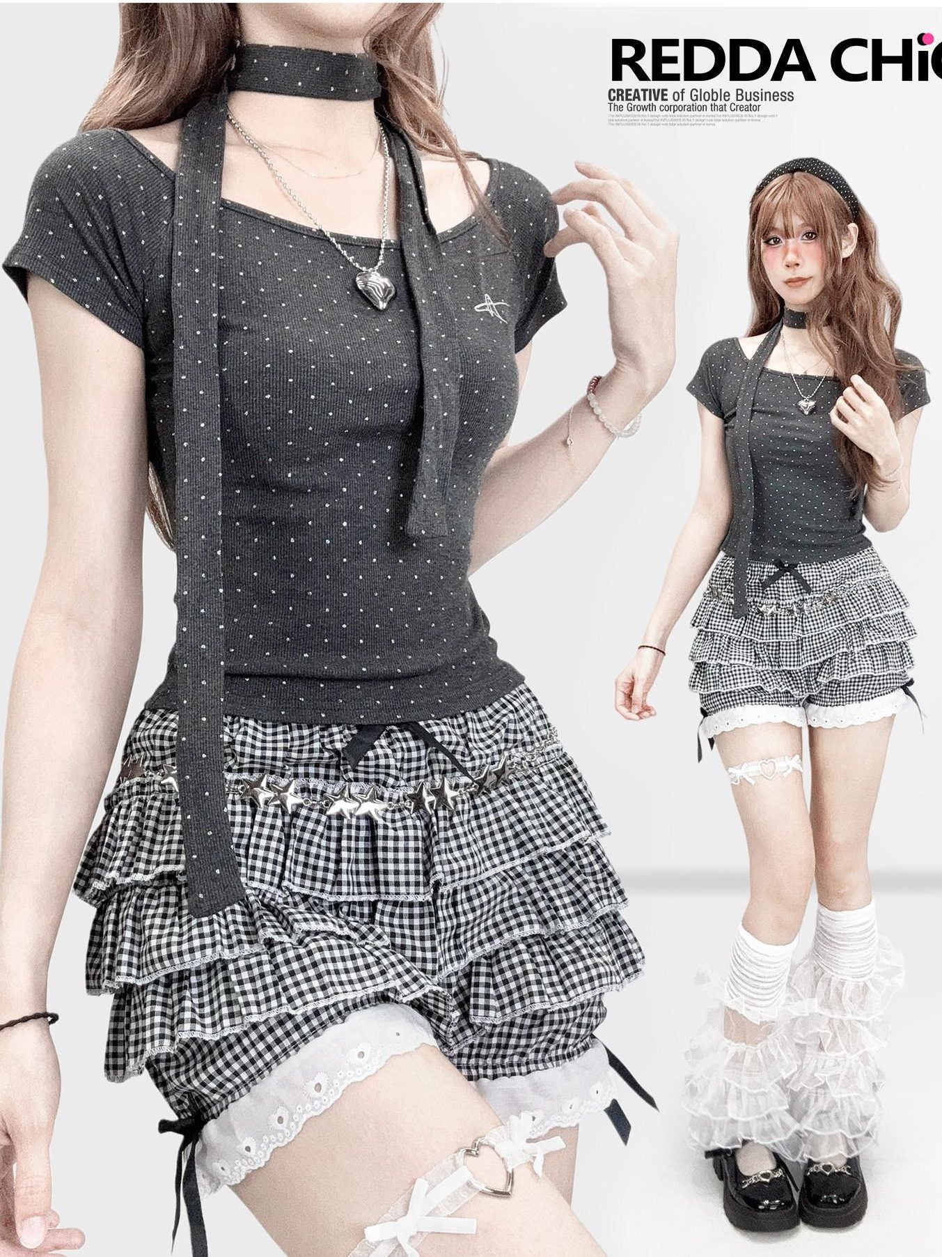 ReddaChic Sexy Slim Fit Polka Dot Short Length Deep Gray Women Strapless Midi Dresses