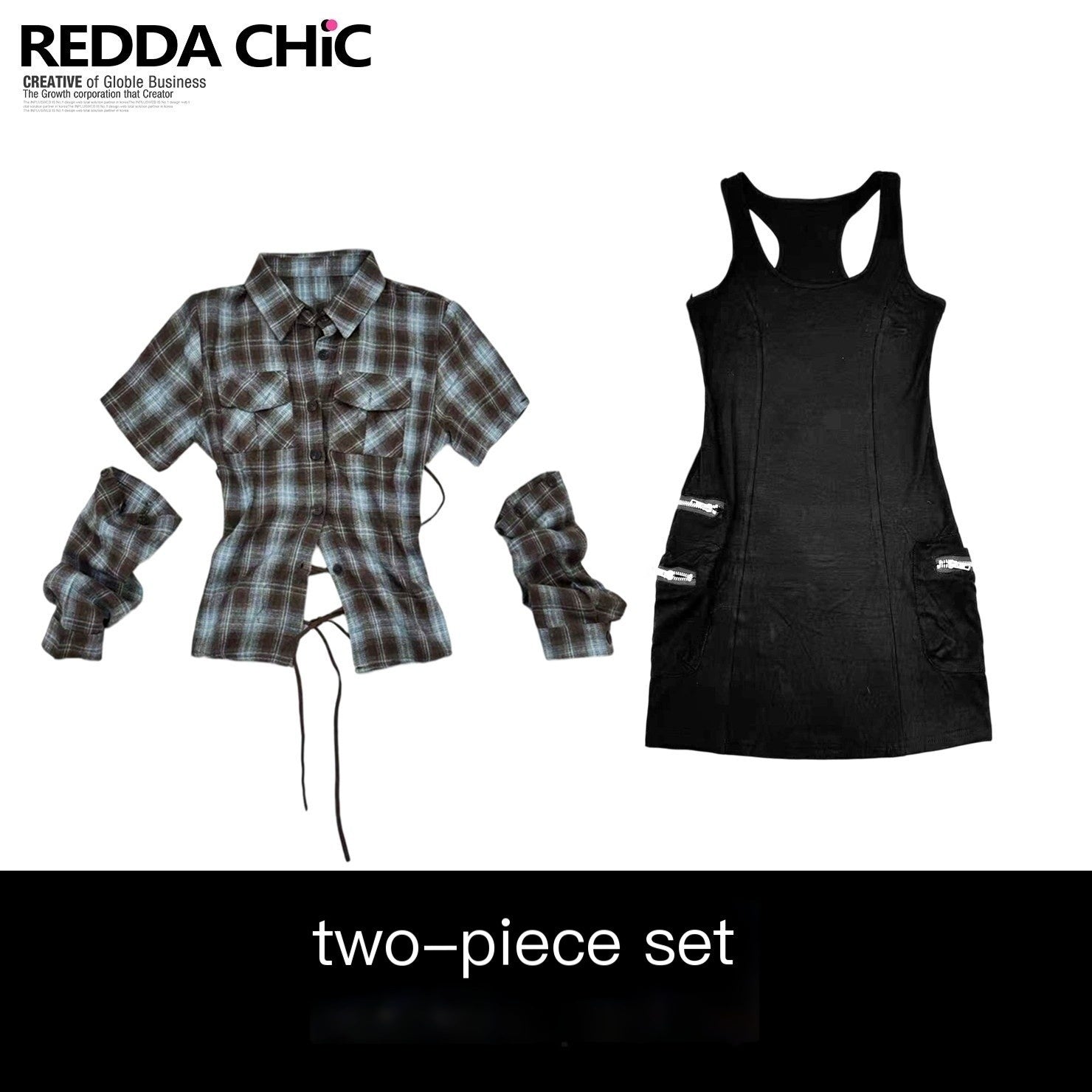 ReddaChic_Sexy_Two_Piece_Slim_Bodycon_Shirt_Sleeve_Citywalk_Mini_Slip_Mini_Dresses_MISSTT