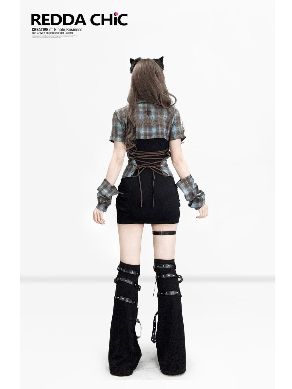 ReddaChic Sexy Two Piece Slim Bodycon Shirt Sleeve Citywalk Mini Slip Mini Dresses