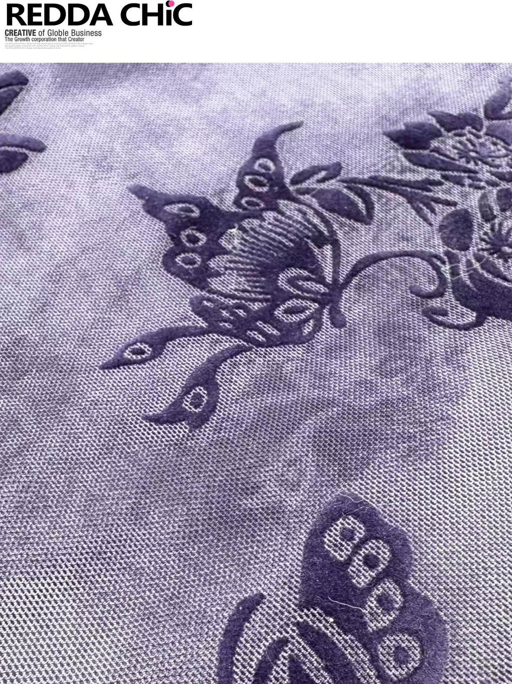 ReddaChic Sheer Mesh Embroidered Retro Slim Women Festival Purple Short Sleeve T-Shirts