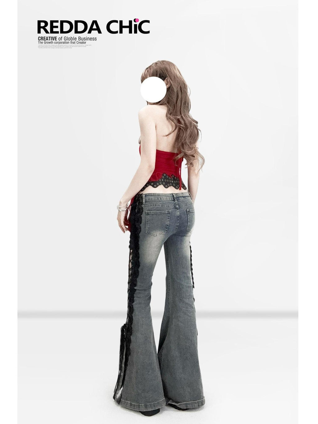 ReddaChic Sheer Mesh Slim Fit Red Women Chic Elegant Wide Leg Flare Pants