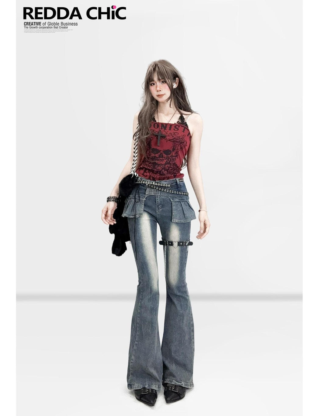 ReddaChic Skull Print Halter Slim Fit Burgundy Short Crop For Women Tube Tops / Bandeaus