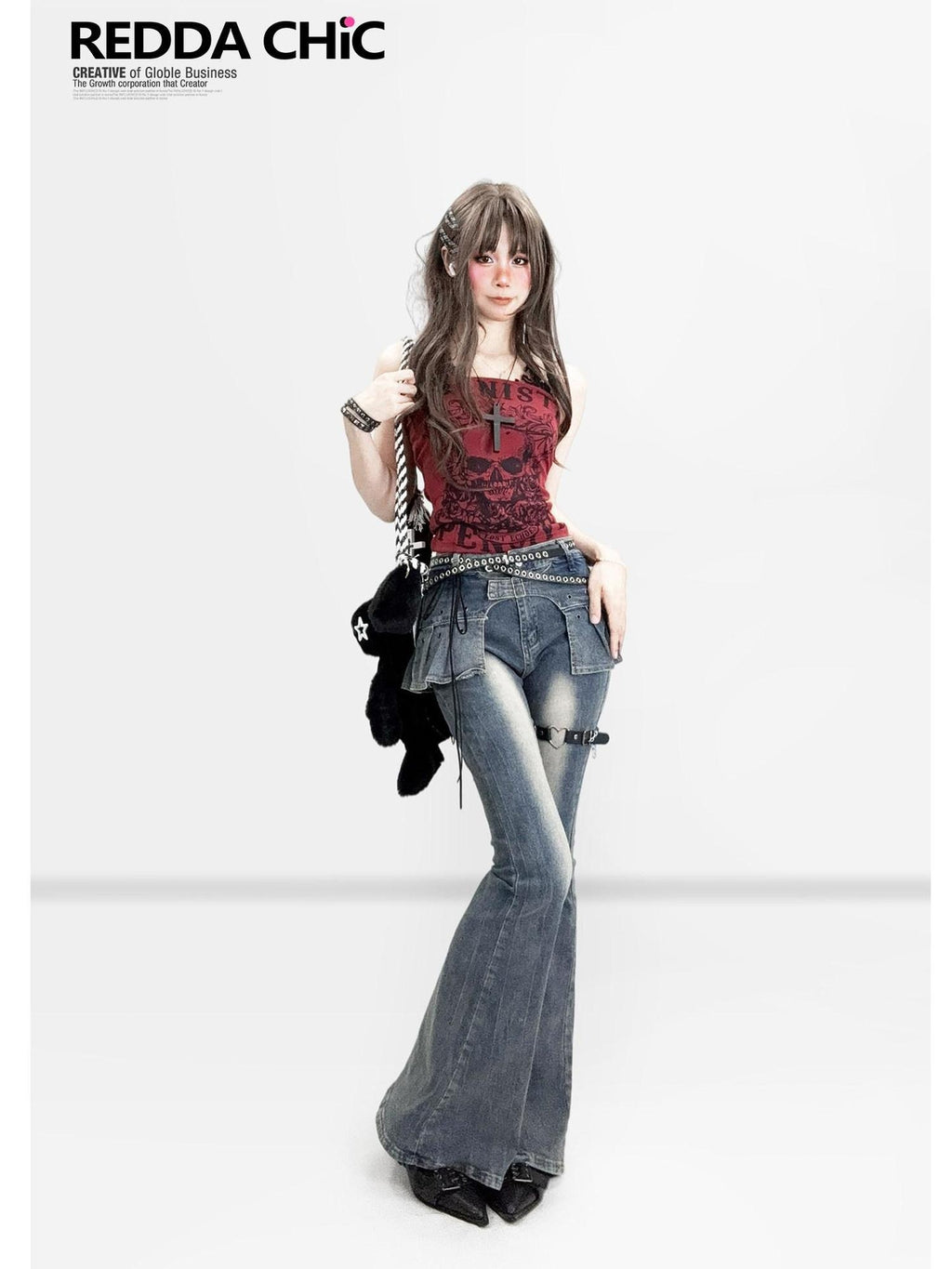 ReddaChic Skull Print Halter Slim Fit Burgundy Short Crop For Women Tube Tops / Bandeaus