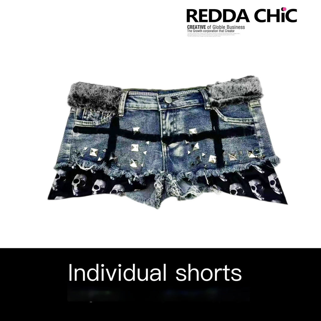 ReddaChic_Skull_Rivet_Slim_Fit_Natural_Waist_Slight_Stretch_Cotton_Blue_Denim_Shorts_MISSTT