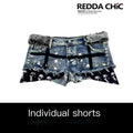 ReddaChic_Skull_Rivet_Slim_Fit_Natural_Waist_Slight_Stretch_Cotton_Blue_Denim_Shorts_MISSTT
