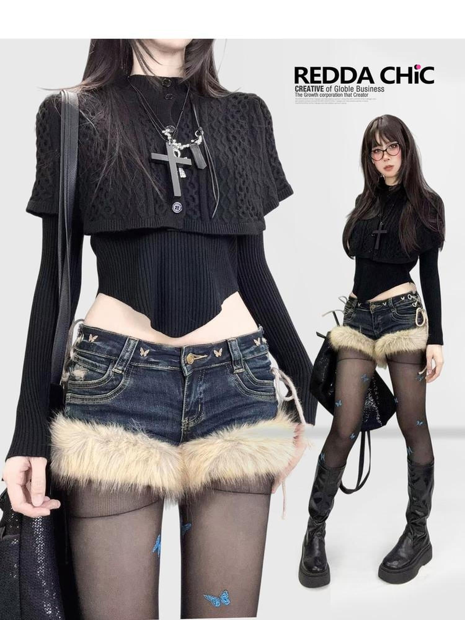 ReddaChic Sleek Slim Fit Knit Gothic Two Piece For Women Fashion Accessories Leg Warmers
