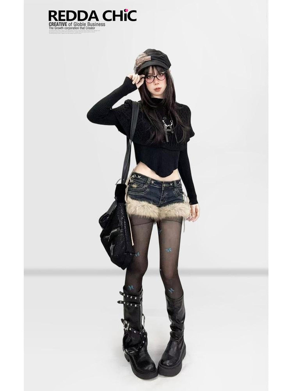 ReddaChic Sleek Slim Fit Knit Gothic Two Piece For Women Fashion Accessories Leg Warmers