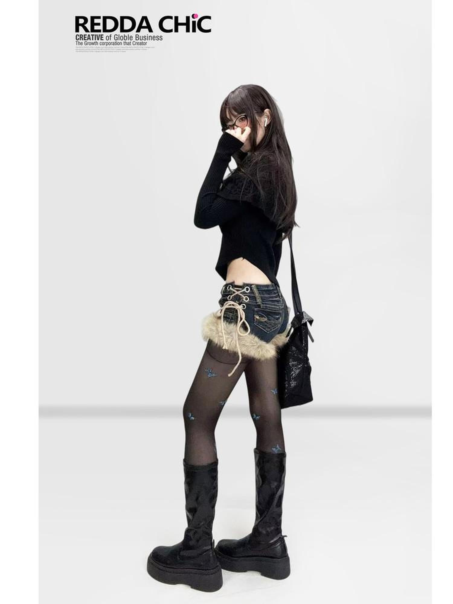 ReddaChic Sleek Slim Fit Knit Gothic Two Piece For Women Fashion Accessories Leg Warmers