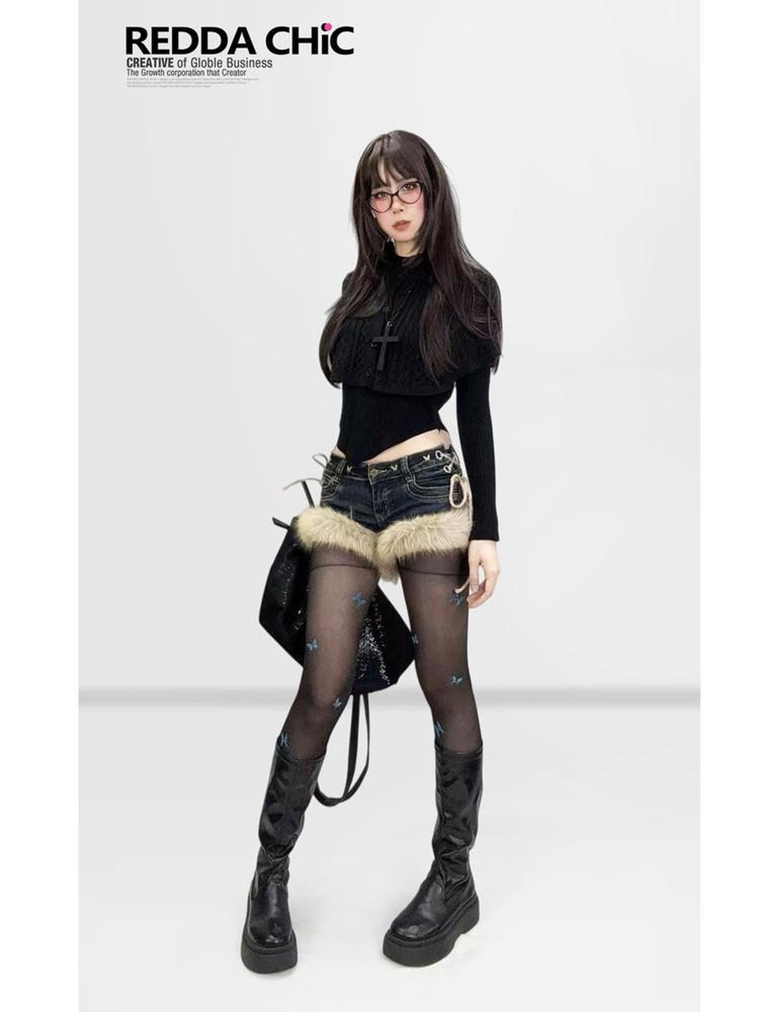 ReddaChic Sleek Slim Fit Knit Gothic Two Piece For Women Fashion Accessories Leg Warmers