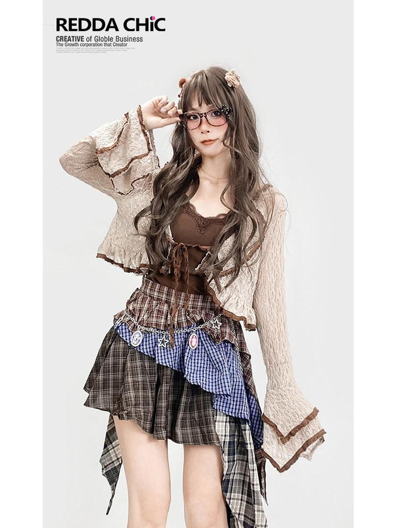ReddaChic Slim Commuter Bell Sleeve V-neck Short Plain Open Cardigan Gloves & Mittens