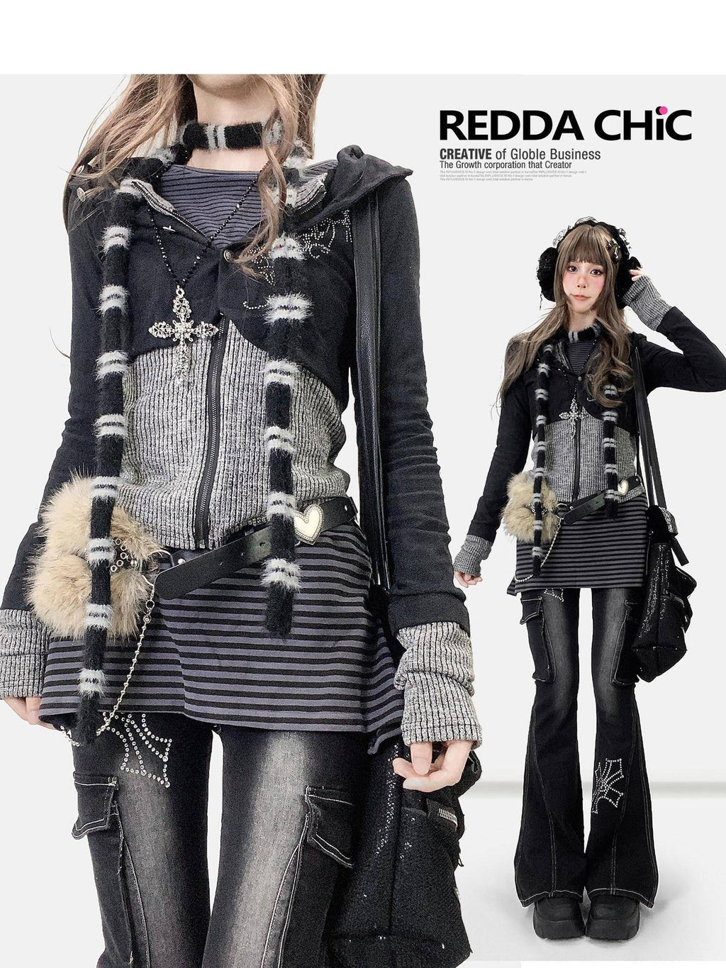 ReddaChic Slim Fit Black Spliced Zipper Casual Women S M L Stretch Tank Tops