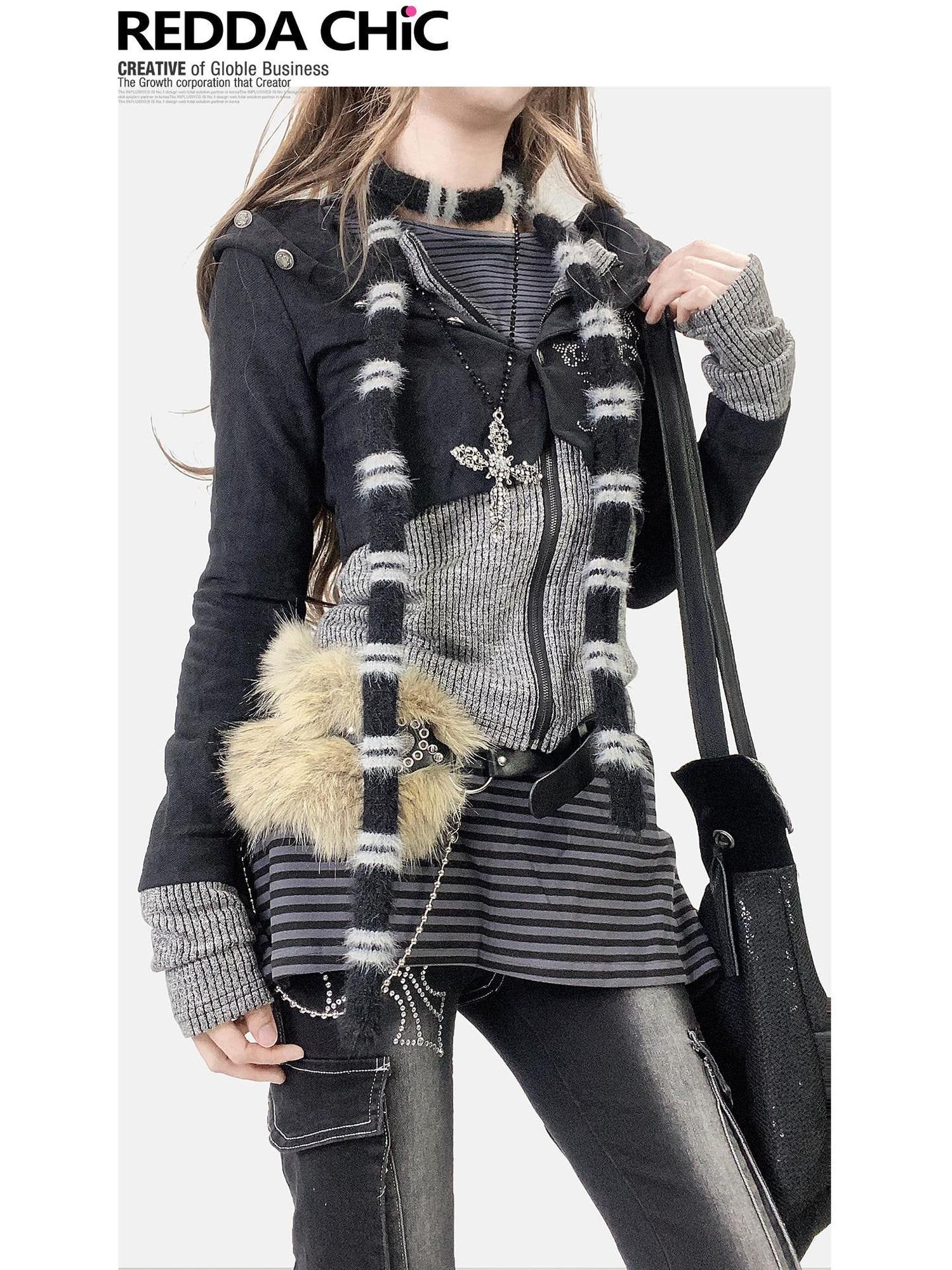 ReddaChic Slim Fit Black Spliced Zipper Casual Women S M L Stretch Tank Tops