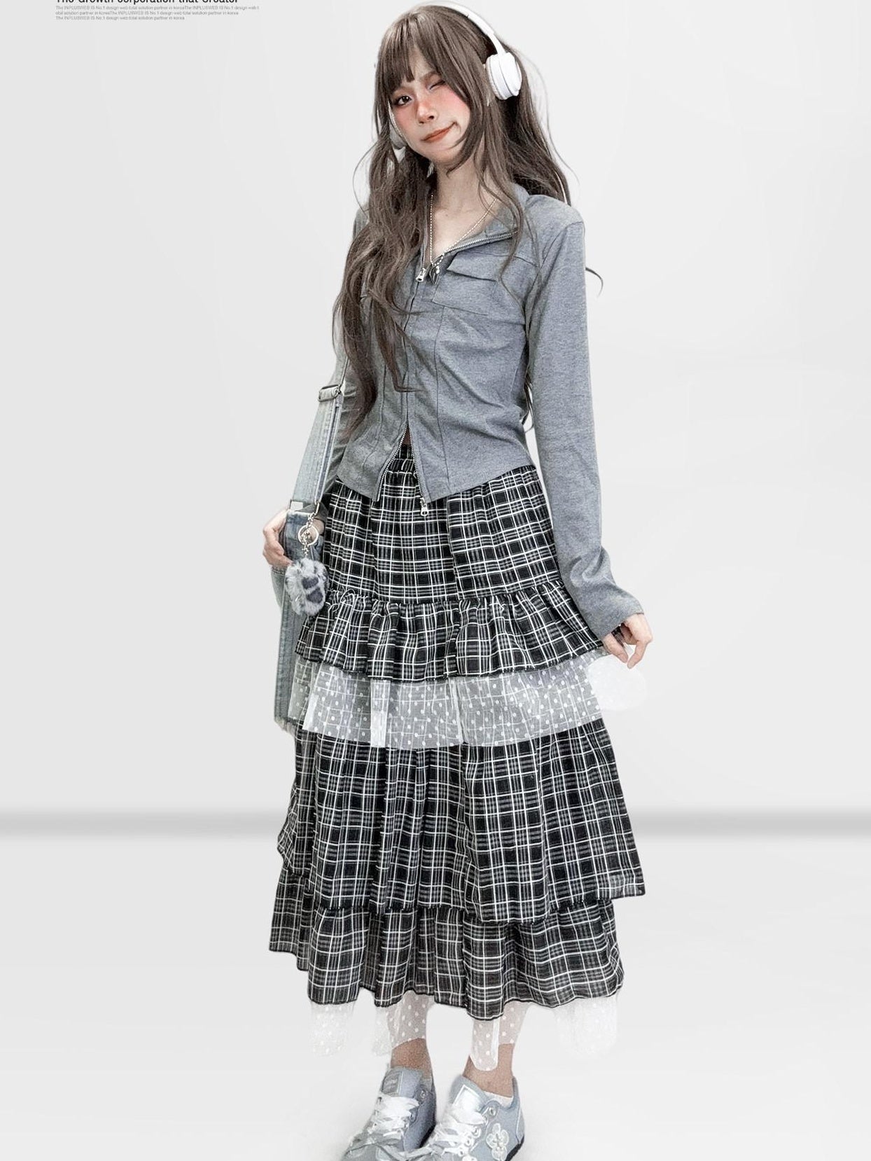 ReddaChic Slim Fit Casual Knit Gray Zip Fly Young Women Street Style Wide-Leg Jeans