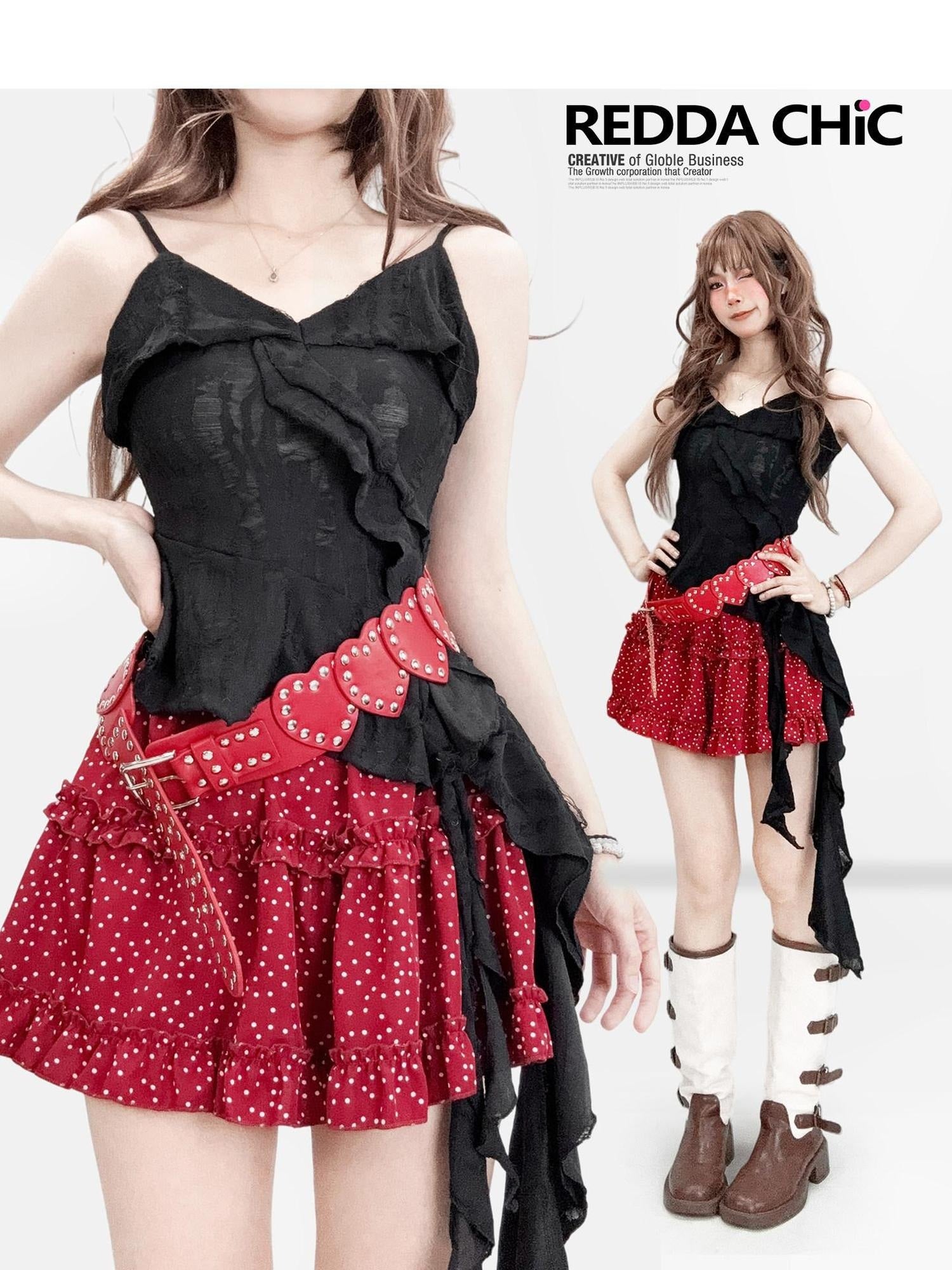 ReddaChic Slim Knit V-neck Cropped Strappy Outerwear For Women Black Camisoles